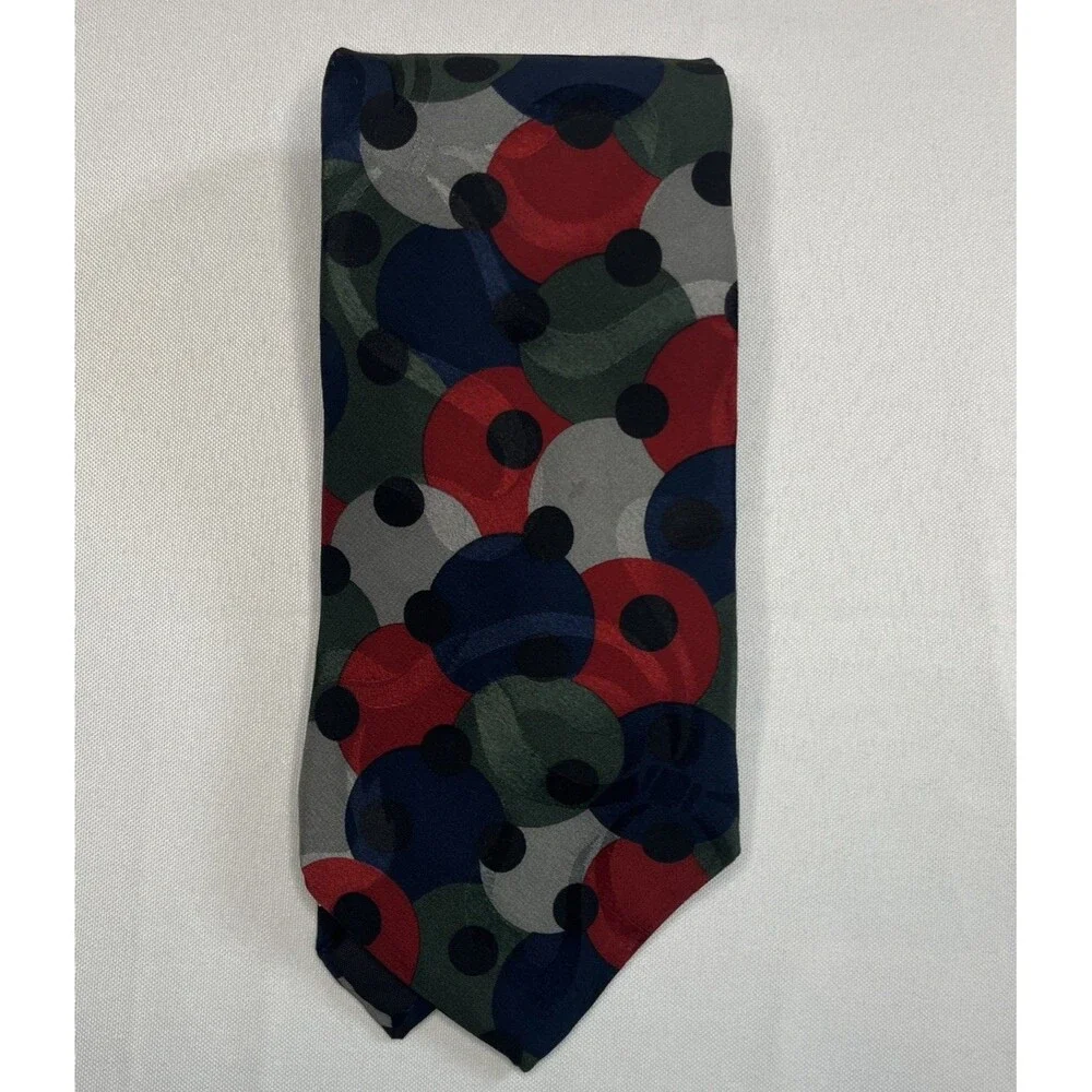 Je Suis Men's Multi-Color Geometric Art Deco 100% Silk Necktie